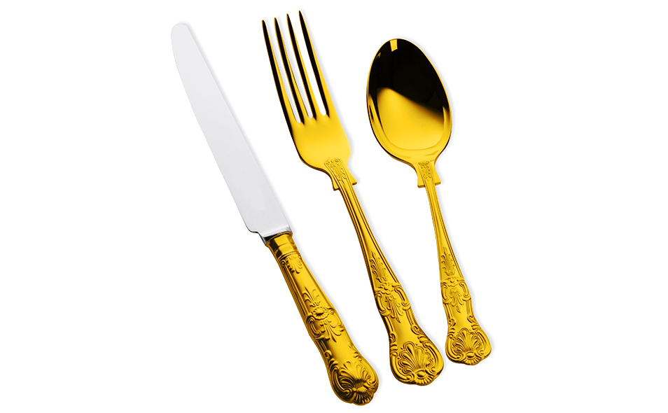 QUEENS 24 Carat Gold Plated Cutlery