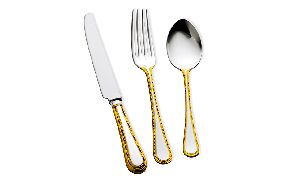 BEAD Partially 24 Carat Gold Plated Cutlery