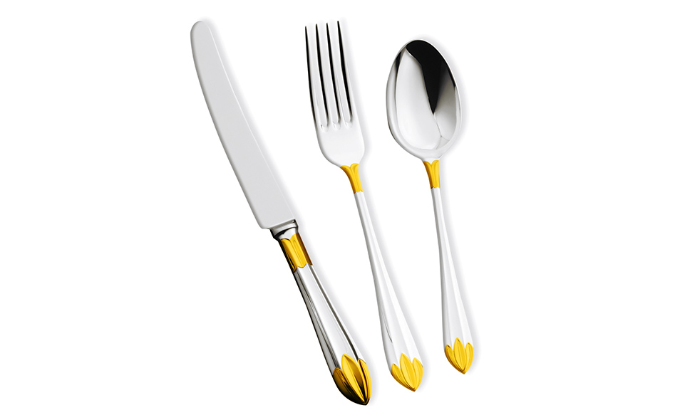 LOTUS 24 Partially Carat Gold Plated Cutlery