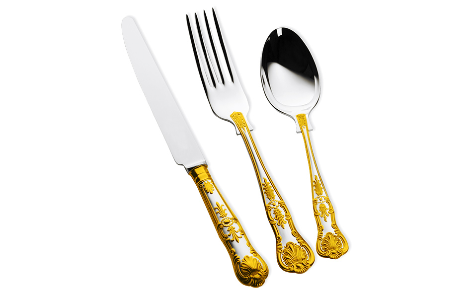 QUEENS Partially 24 Carat Gold Plated Cutlery
