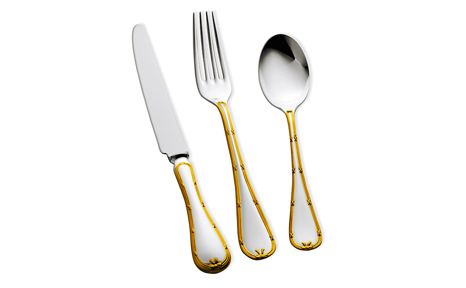 RIBBON & BOW Partially 24 Carat Gold Plated Cutlery