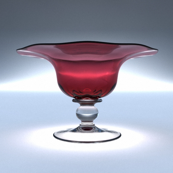 Cranberry Ripple Dish with clear stem and foot