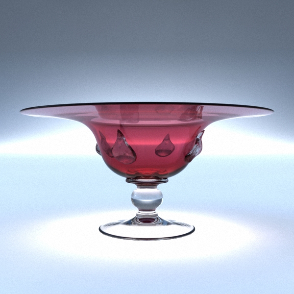 Cranberry Leafed Plain Dish with clear stem and foot