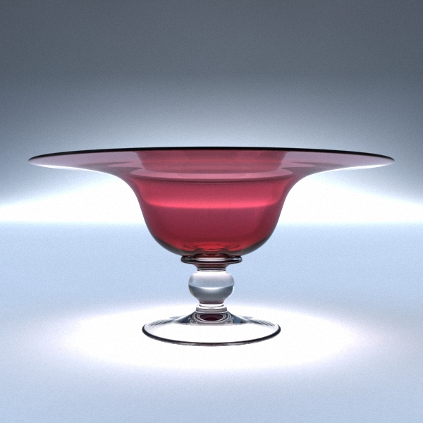 Cranberry Plain Dish with clear stem and foot